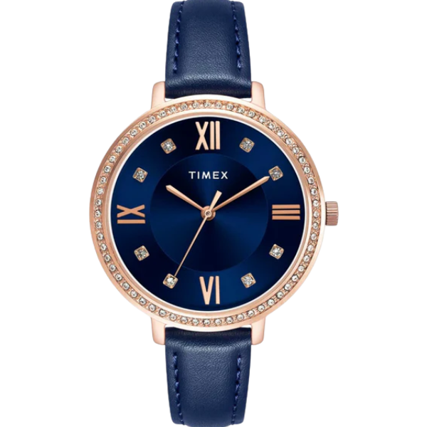 Fashion Women Quartz Blue Dial Analog Leather Watch TWEL14712