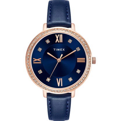 Fashion Women Quartz Blue Dial Analog Leather Watch TWEL14712