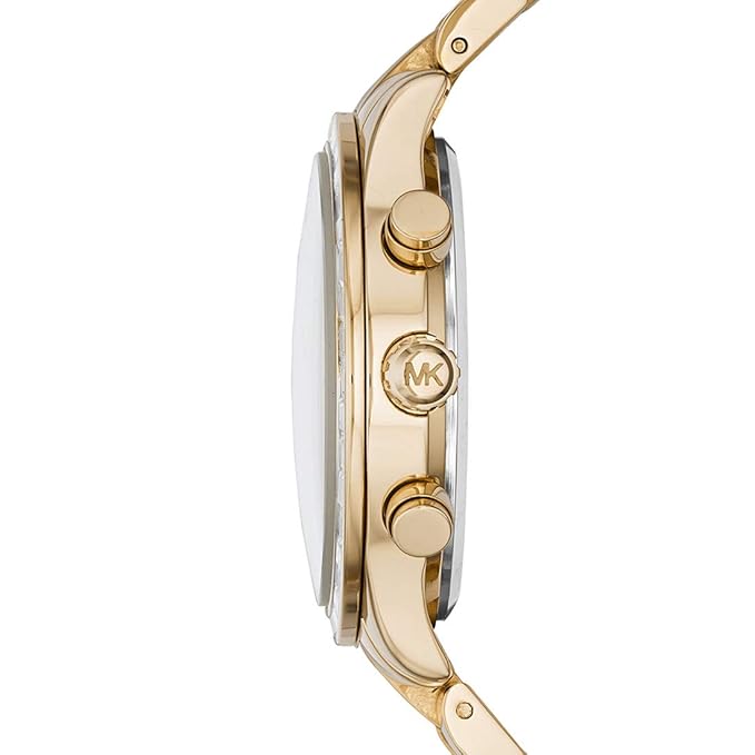 Michael Kors Stainless Steel Women Brinkley Chronograph Gold Dial Ladies Watch Mk6187
