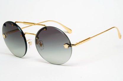Versace Sunglasses Gold Medusa Grey Rimless Round MOD VE 2244 1002/8G
