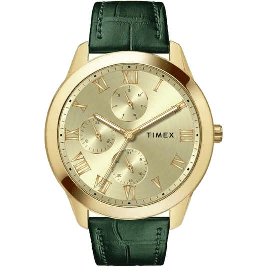 Timex Full Roman Champ Dial Green Croco leather Strap Men's Watch TWEG18526