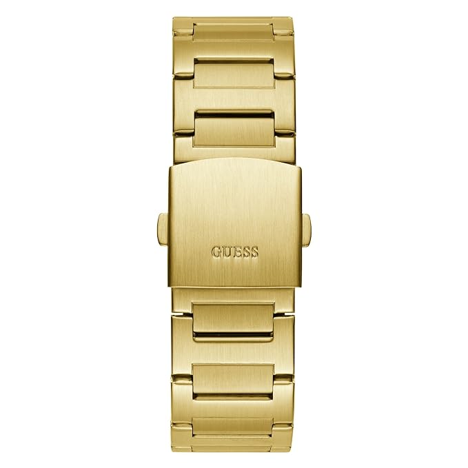 GUESS Stainless Steel Analog Black Dial Men's Watch-Gw0795G4, Band_ Golden