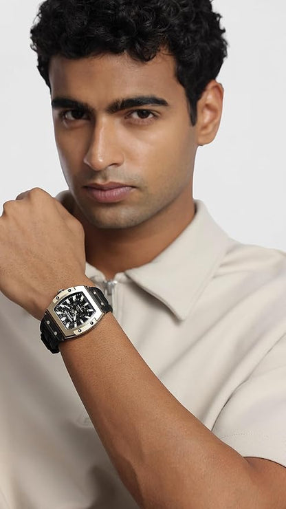 Kenneth Cole Automatic Analog Black Dial Black Silicon Strap Watch for Men - KCWGZ0076805MNW