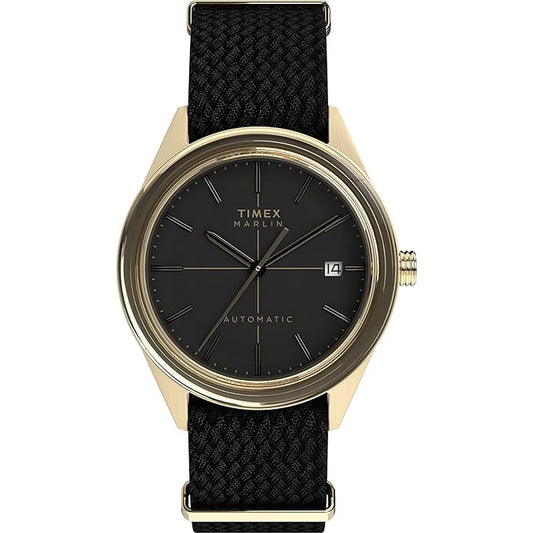 TIMEX Marlin Jet Black Round Dial Mechanical Automatic Men's Watch - TW2Y24300UJ