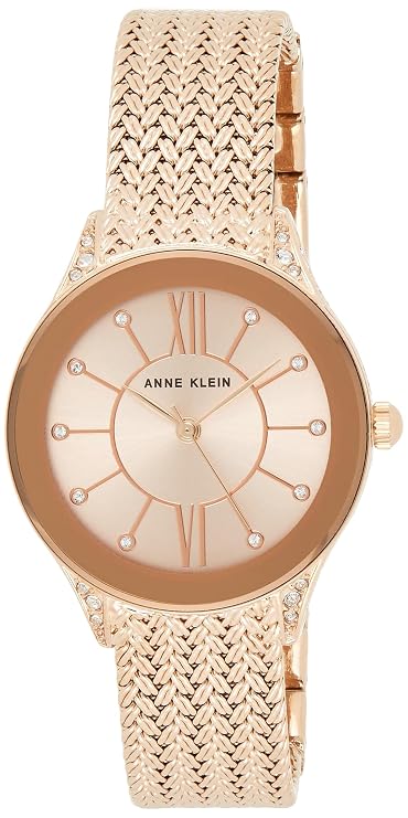 Anne Klein Women's Premium Crystal Accented Mesh Bracelet Watch