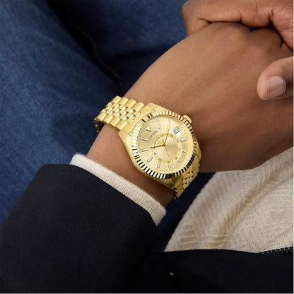 Gd Jaden Men Quartz Champagne Dial Analog Stainless Steel Watch GW0977G2
