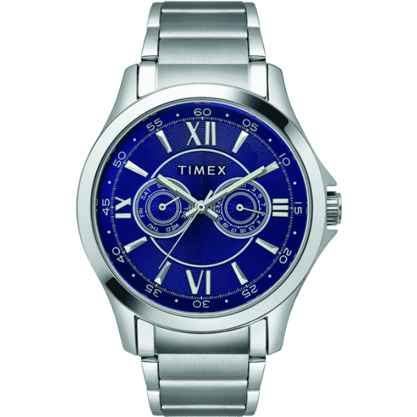 TIMEX EMPERA MEN'S BLUE DIAL ROUND CASE DAY DATE FUNCTION WATCH -TW000X122