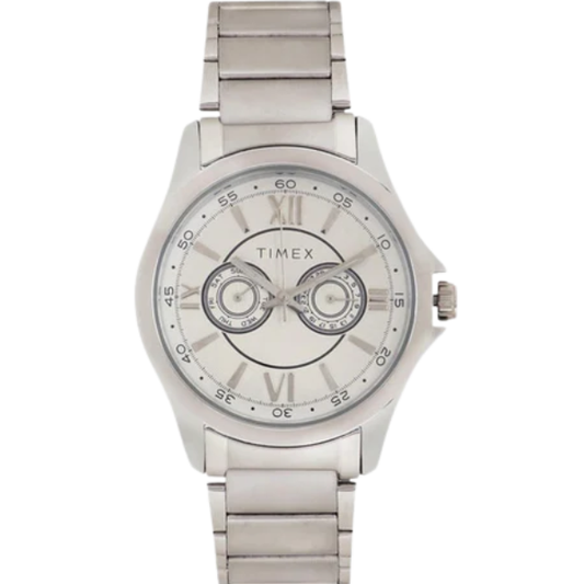 Men Quartz Silver Dial Analog Stainless Steel Watch TW000X121