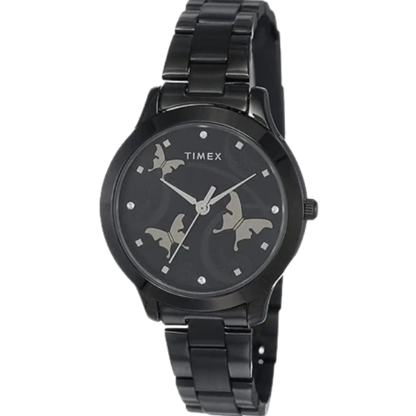 Women Quartz Black Dial Analog Stainless Steel Watch TW000T609
