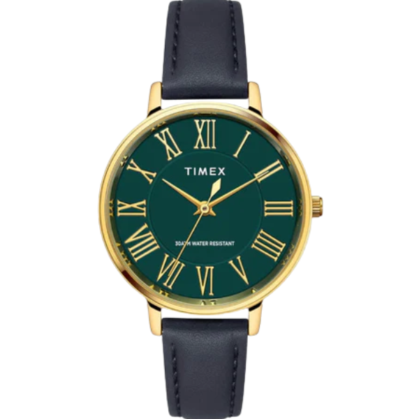 Fashion Women Quartz Green Dial Analog Leather Watch TWEL19104