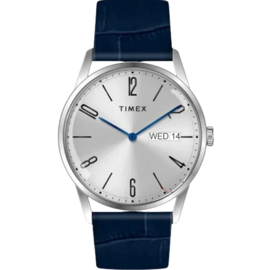 Fashion Men Quartz Silver Dial Analog Leather Watch TWEG25506