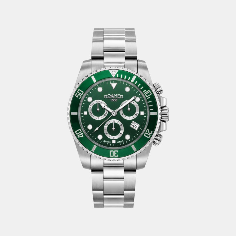 Deep Sea 100 Men Quartz Green Dial Chronograph Stainless Steel Watch 851837 41 75 20