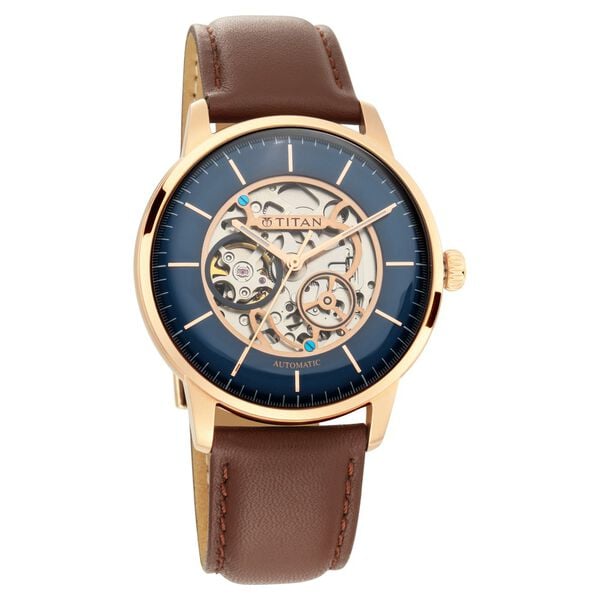 Titan Automatics Blue Dial Automatic Leather Strap watch for Men