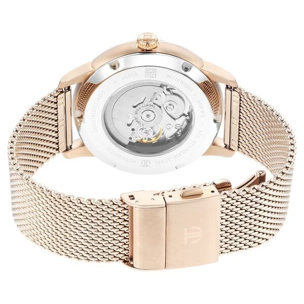 Titan Skeletal Automatic Gold Dial Gold Stainless Steel Strap Watch for Men