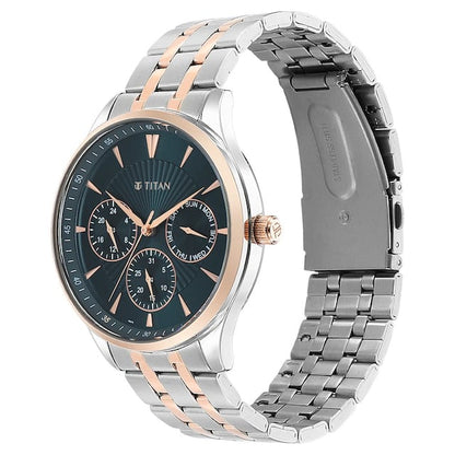 Titan Opulent Blue Dial Quartz Multifunction Stainless Steel Strap watch for Men