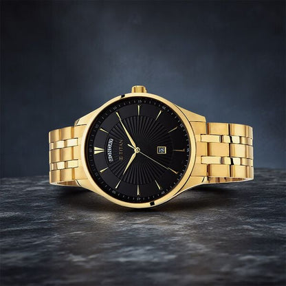 Titan Regalia Opulent Black Dial Analog with Day and Date Stainless Steel Strap watch for Men