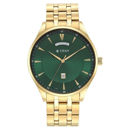 Titan Opulent Green Dial Analog Stainless Steel Strap watch for Men