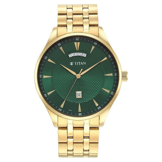 Titan Opulent Green Dial Analog Stainless Steel Strap watch for Men