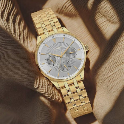 Opulent Silver Dial Multifunction Watch for Men