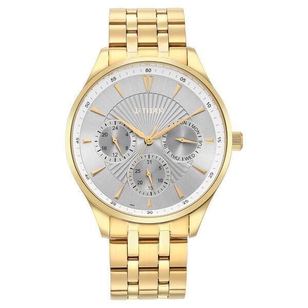 Opulent Silver Dial Multifunction Watch for Men