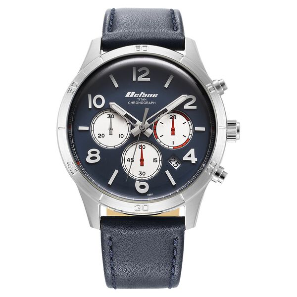 Titan Octane Classic Sporty Blue Dial Chronograph Leather Strap watch for Men