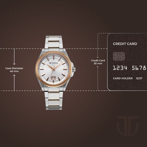 Titan Classique Big Date Analog with Silver Dial Dual Tone Stainless Steel Strap Watch for Men