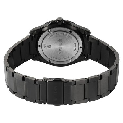 Titan Classique Big Date Analog with Green Dial Dark Gun Stainless Steel Strap Watch for Men