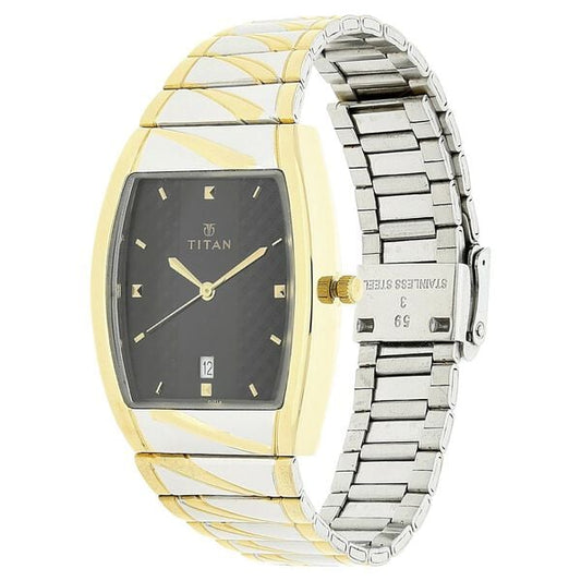 Titan Quartz Analog with Date Black Dial Stainless Steel Strap Watch for Men