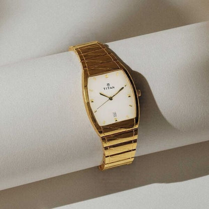 Titan Quartz Analog with Date White Dial Stainless Steel Strap Watch for Men