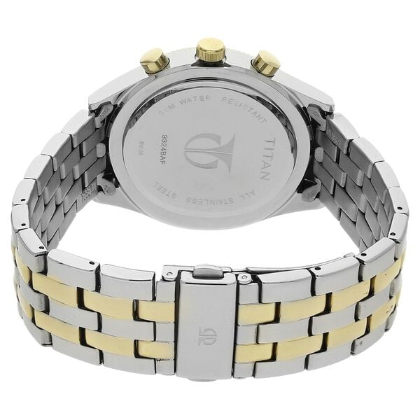 Titan Quartz Chronograph Silver Dial Stainless Steel Strap Watch for Men