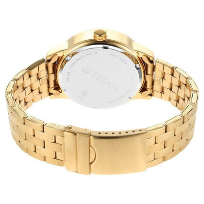 Titan Quartz Analog White Dial Stainless Steel Strap Watch for Men