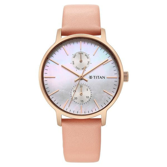 Titan Workwear Slimline Mother Of Pearl Dial Analog Leather Strap Watch for Women