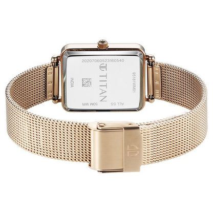 Titan Slimline Quartz Analog Mother Of Pearl Dial Rose Gold Stainless Steel Strap Watch for Women