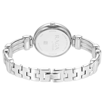 Titan Raga Showstopper Quartz Analog Silver Dial Metal Strap Watch for Women