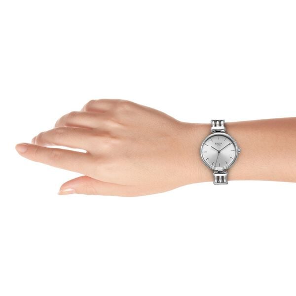 Titan Raga Showstopper Quartz Analog Silver Dial Metal Strap Watch for Women