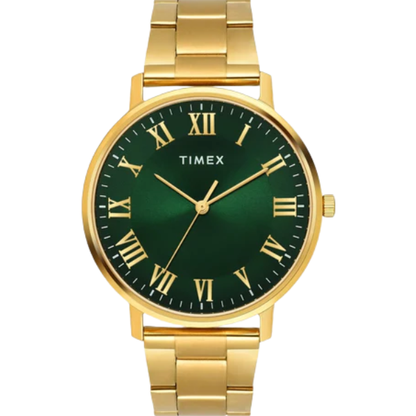 Fashion Men Quartz Green Dial Analog Stainless Steel Watch TW0TG8024