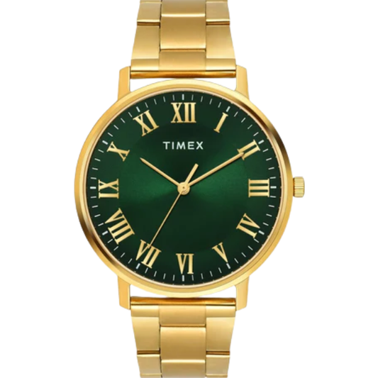 Fashion Men Quartz Green Dial Analog Stainless Steel Watch TW0TG8024
