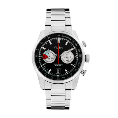 A4B001X1 Black + White Dial Chronograph Watch