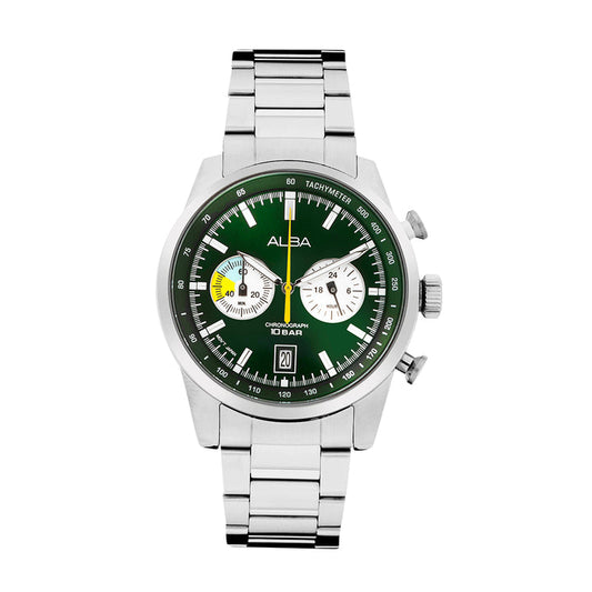 A4B007X1 Forest Green + White Dial Chronograph Watch