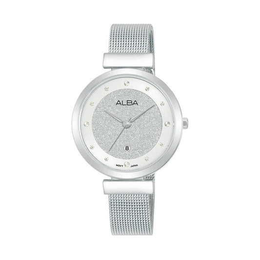 AH7CG9X1 Silver Shimmer Dial With Silver Strap Ladies Watch