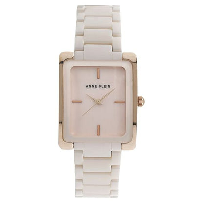 Anne Klein Quartz Analog Pink Dial Ceramic Strap Watch for Women
