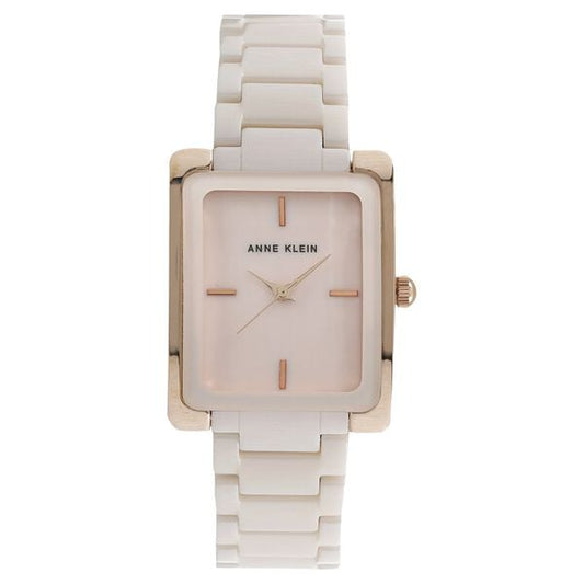 Anne Klein Quartz Analog Pink Dial Ceramic Strap Watch for Women