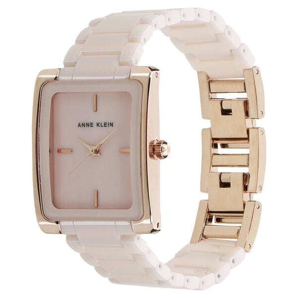 Anne Klein Quartz Analog Pink Dial Ceramic Strap Watch for Women