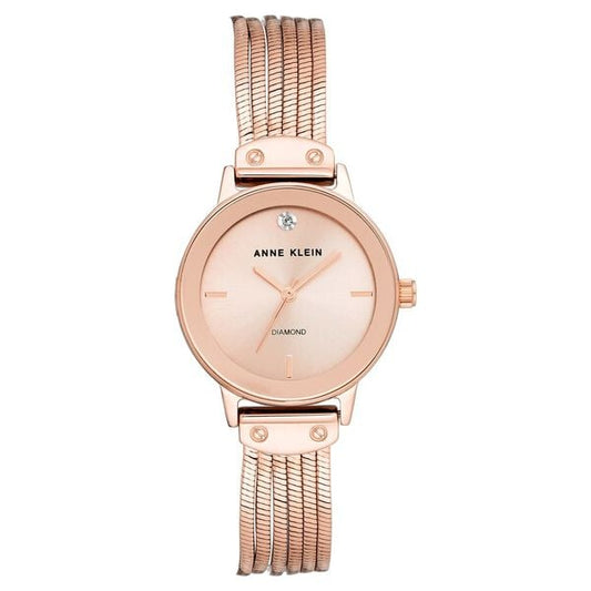 Anne Klein Quartz Analog Rose Gold Dial Metal Strap Watch for Women