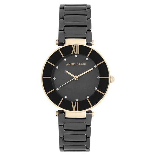 Anne Klein Quartz Analog Black Dial Ceramic Strap Watch for Women