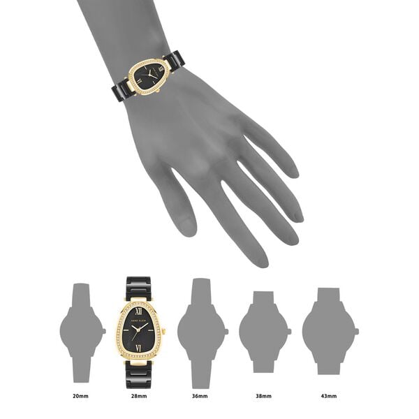 Anne Klein Quartz Analog Black Dial Black Ceramic Strap Watch For Women