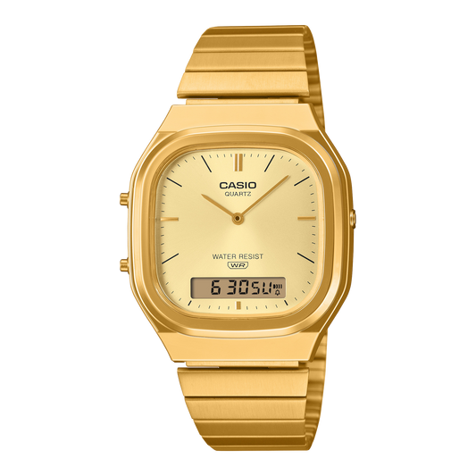 CASIO VINTAGE AQ-240EG-9ADF Gold Dial Analog-Digital Unisex Watch D421