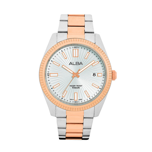 AS9S62X1 Silver White Patterned Dial Watch