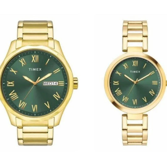 Timex Full Roman Green Dial Astrological Couple Watch TW00PR339