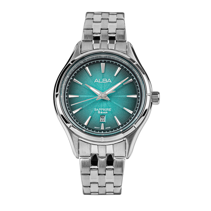 AH7CY9X1 Marine Blue Patterned Dial Ladies Watch